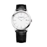 Baume et Mercier Classima 40mm White Dial Black Leather Bracelet Watch BM0A10323
