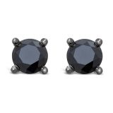 18k Lab Grown Black Diamond Stud Earrings .87cts