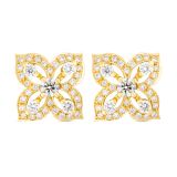 Weir Collection 18k Yellow Gold and Diamond Flower Earrings