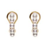 Mikimoto 18k Yellow Gold White Akoya Pearl Bubble Earrings