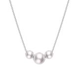Mikimoto 18k White Gold White Akoya Pearl Triple Necklace