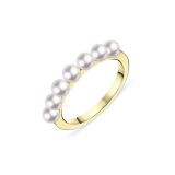 Mikimoto 18k Yellow Gold 3.5mm Cultured Pearl Bubble Ring