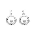 Sterling Silver Small Claddagh Drop Earrings