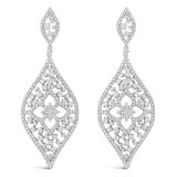 18K White Gold & Diamond Fancy Marquise Drop Earrings