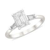 Platinum Lab Grown 1.50ct Emerald Cut Diamond Ring