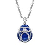 Fabergé Heritage Palais White Gold Diamond & Royal Blue Guilloché Enamel Petite Egg Pendant