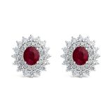 Weir Collection 18K 1.61cts Ruby and Diamond Cluster Earrings