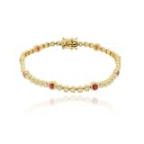 Weir Collection 18ct Yellow Gold Diamond Ruby Bubble Bracelet