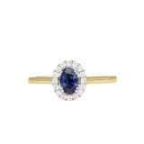 Weir Collection 18k Yellow Gold Diamond & Sapphire Halo Ring