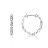 9k White Gold and Diamond Hoop Earrings