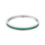 N9ne Sterling Silver CZ & Green Stone Princess Set Bangle