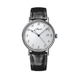 Classique 38mm, Silver Dial, Self Winding Automatic, 18k White Gold Case, Black Leather Strap Watch