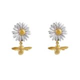 Alex Monroe Daisy Stud Earrings with Teeny Tiny Bee Drops