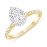 18k Yellow Gold Pear Cut Diamond Halo Ring