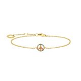 Thomas Sabo Multicolour Crystal Peace Sign Gold Plated Bracelet
