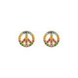 Multicolour Peace Sign Gold Plated Stud Earrings