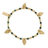 Leaf Heart Gold Plated Malachite Bracelet