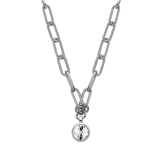 Lisanna Silver Toned Brass Heavy Linked Solitaire Pendant Necklace