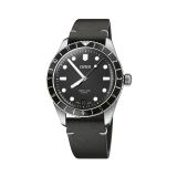 Divers Sixty-Five Date 40mm Black Dial Automatic Movement Stainless Steel Case Leather Strap Watch