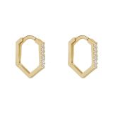 N9ne 9k Yellow Gold Cubic Zirconia Petagon Earrings