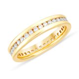 18k Gold Round Cut Line Band Ring Size O