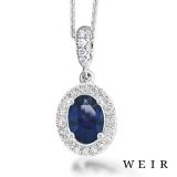Platinum Oval Cut Sapphire Pendant