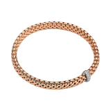Dia .10 18k rose gold fope bracelet dia set in w/gold