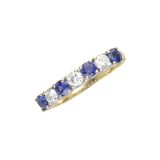 18k Sapphire and Diamond Line Band