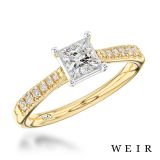 18k Yellow Gold/platinum 0.31ct F SI1  Princess cut Diamond Engagement Ring