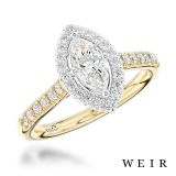 18k Yellow Gold/platinum 0.53ct F SI1  Marquise cut Diamond Engagement Ring