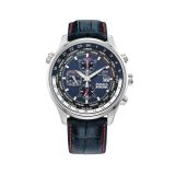 Photo of the Citizen Red Arrows Chronograph 43mm, Blue Dial, Stainless Steel Case, Blue Leather Strap, Eco-Drive Watch CA0081-01L