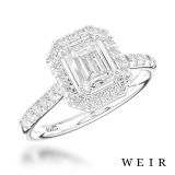 Platinum 0.70ct F VS2  Emerald cut Diamond Engagement Ring