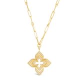 Roberto Coin Venetian Princess pendant in 18k yellow gold with diamonds.