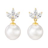 Weir Collection 18k Gold Akoya Pearl and Diamond Drop Earrings