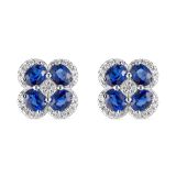 Weir Collection 18k White Gold Sapphire and Diamond Cluster Earrings
