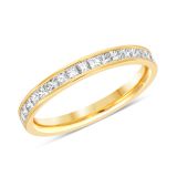 18k Gold Princess Cut 0.50ct Line Band Diamond Ring