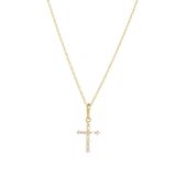 N9ne 9k Yellow Gold Baguette CZ Small Cross Pendant Necklace