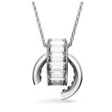 Swarovski Rhodium Plated White Baguette Cut Crystal Matrix Pendant Necklace