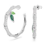 Swarovski Rhodium Plated Green Crystal Dellium Hoop Earrings