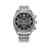 Photo of the Citizen Men's Chronograph 43mm, Black Dial, Stainless Steel, Eco-Drive Watch CA4540-54E