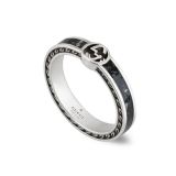 Interlocking Sterling Silver & Black Enamel Ring