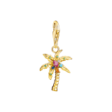 Multicolour Palm Tree Gold Plated Charm Pendant
