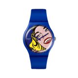 Swatch Art Journey 2023 GIRL BY ROY LICHTENSTEIN, THE WATCH 41mm, Round Blue Dial, Quartz, Blue Case, Blue Strap Watch