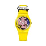 Swatch Art Journey 2023 REVERIE BY ROY LICHTENSTEIN, THE WATCH 34mm, Round Blue Dial, Quartz, Yellow Case, Yellow Strap Watch