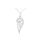 Sterling SIlver Cubic Zirconia Angel Wings Pendant Necklace