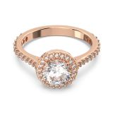 Swarovski Rose Gold Tone Plated Round Cute White Zirconia Crystal Constella Cocktail Ring