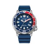 Photo of the Citizen Promaster Diver 44mm, Blue Dial, Stainless Steel Case, Blue Silicone Strap, Eco-Drive Watch BN0168-06L