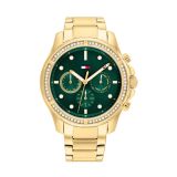Tommy Hilfiger Horloge Dames Ladies 41mm Green Dial Quartz Movement Stainless Steel Bracelet Watch