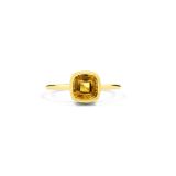 18k Yellow Gold Cushion Citrine 1.05ct Rubover Ring