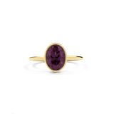 18k Yellow Gold Oval 1.61ct Rhodolite Garnet Rubover Ring